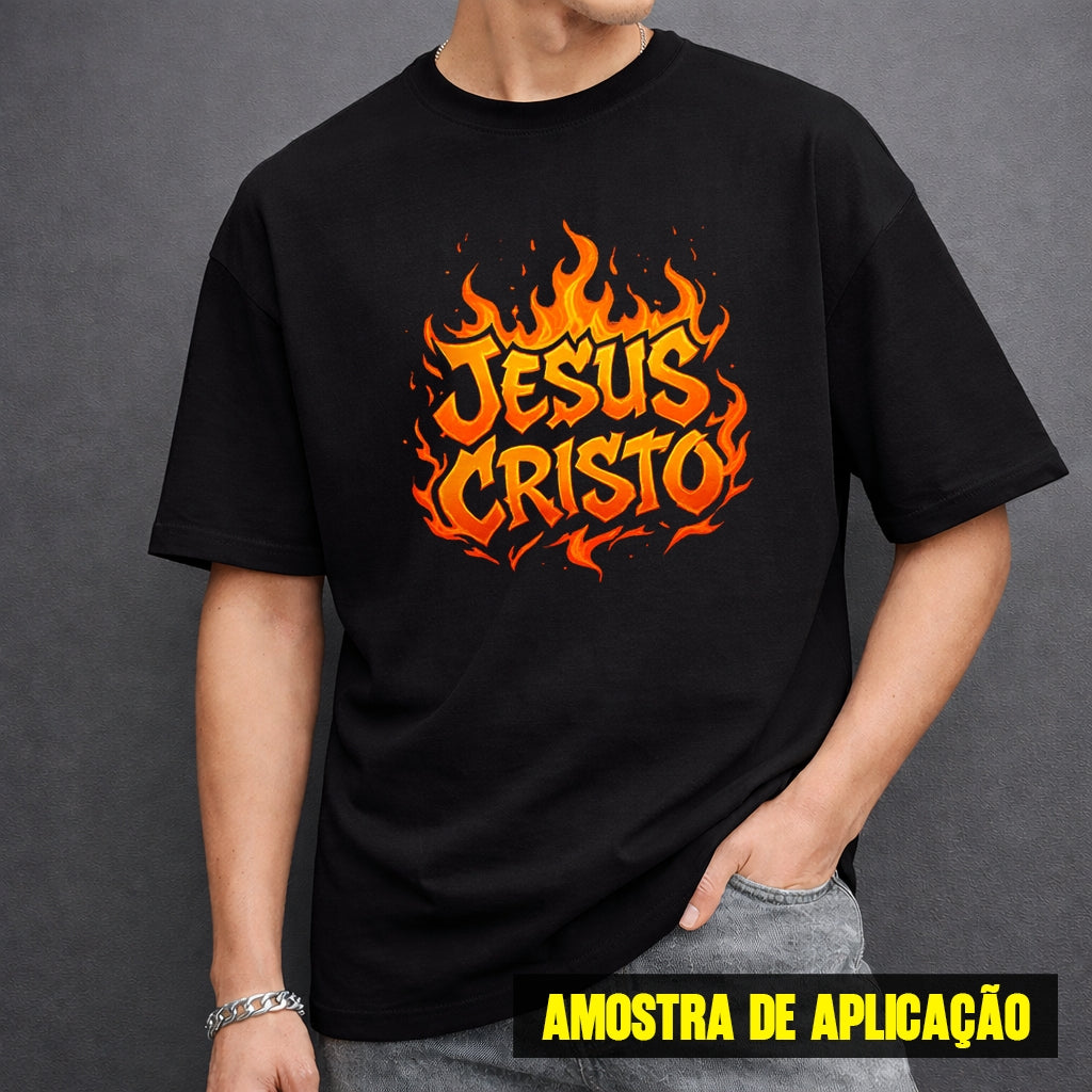 Estampa DTF - 28cm - Jesus Cristo Chamas - Cod.122