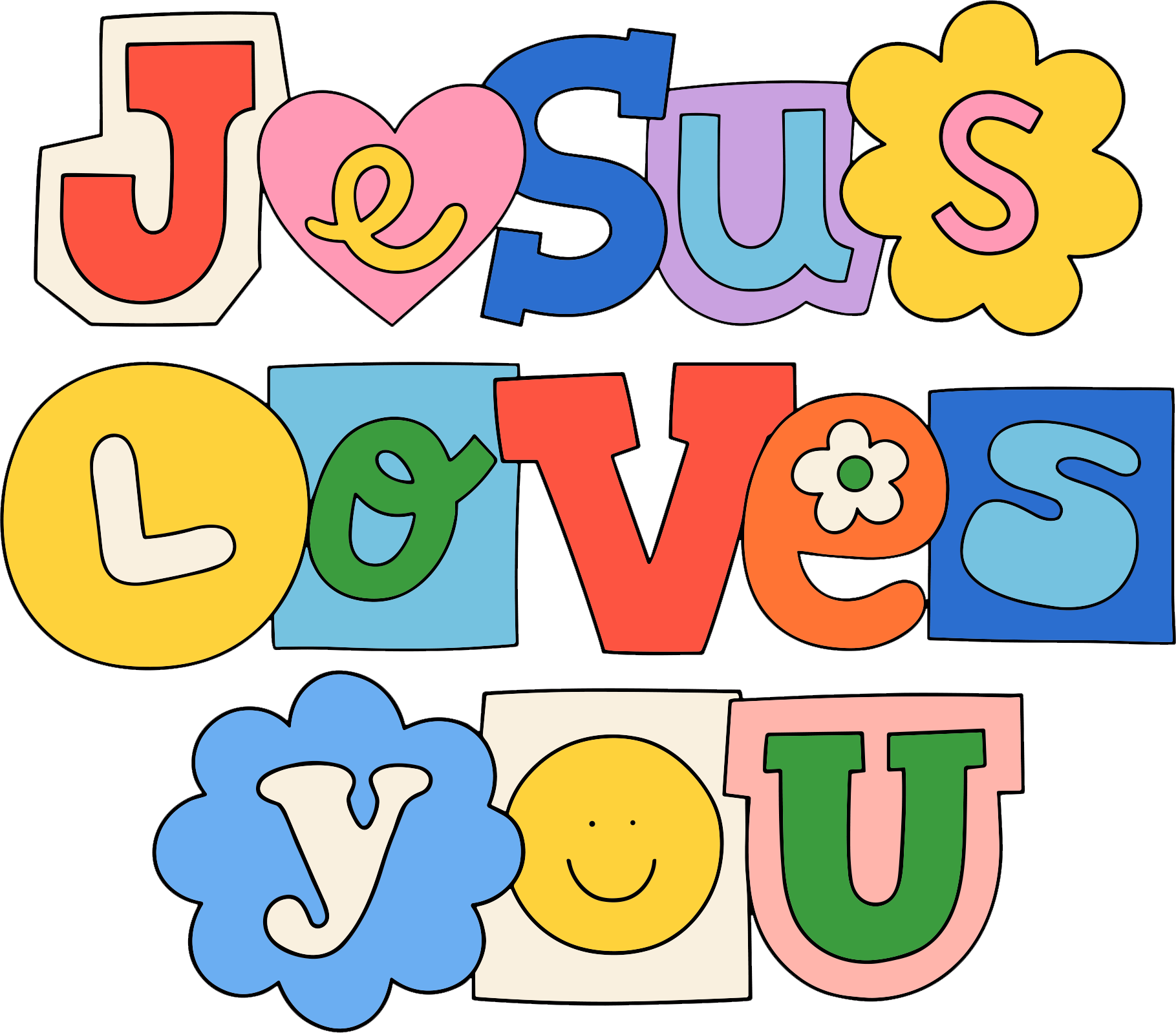 Estampa DTF - 28cm - Jesus Loves You Colored - Cod.140