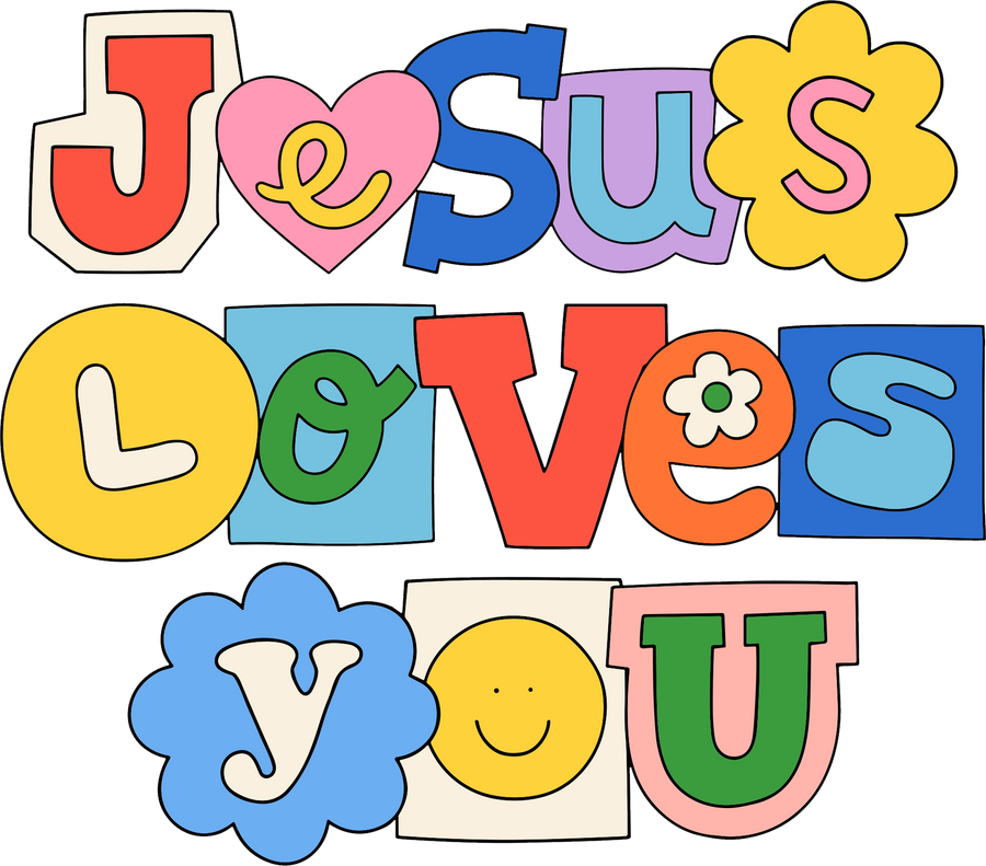Estampa DTF - 28cm - Jesus Loves You Colored - Cod.140