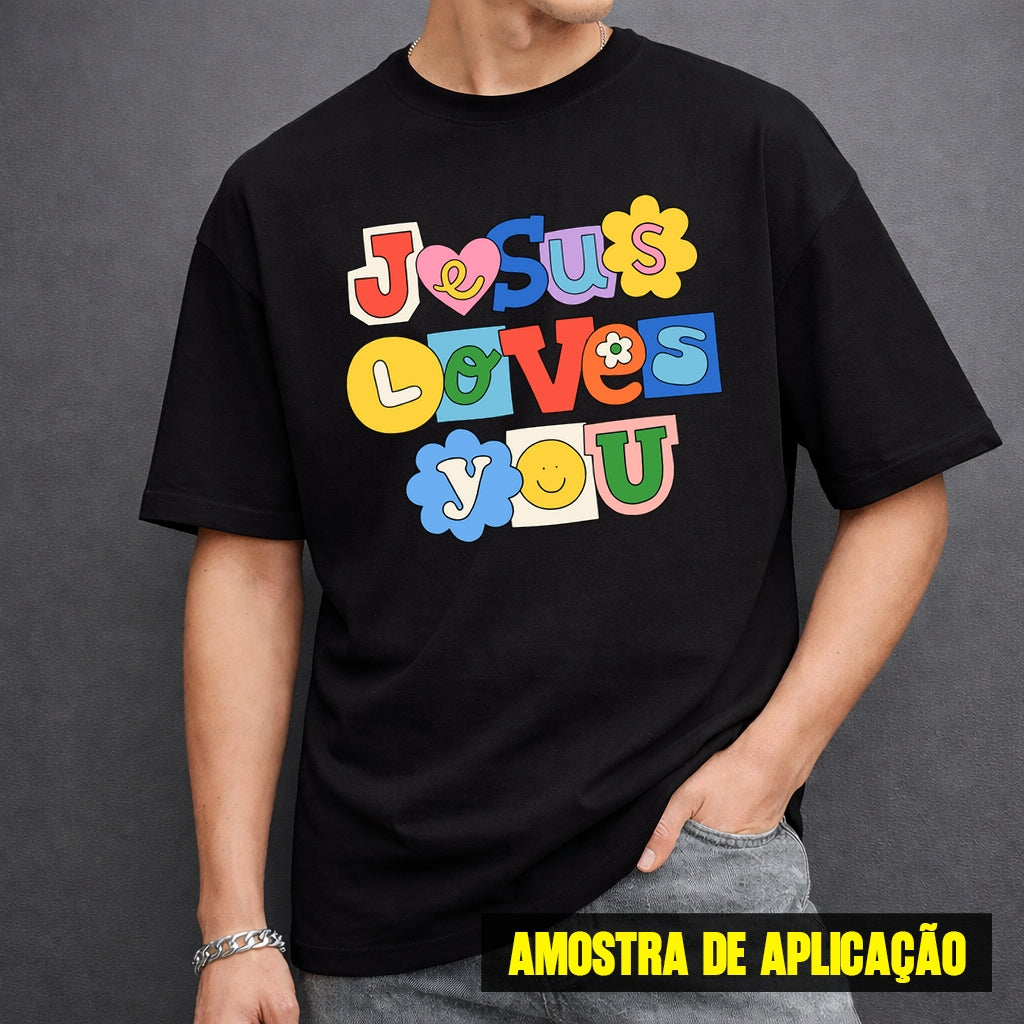 Estampa DTF - 28cm - Jesus Loves You Colored - Cod.140