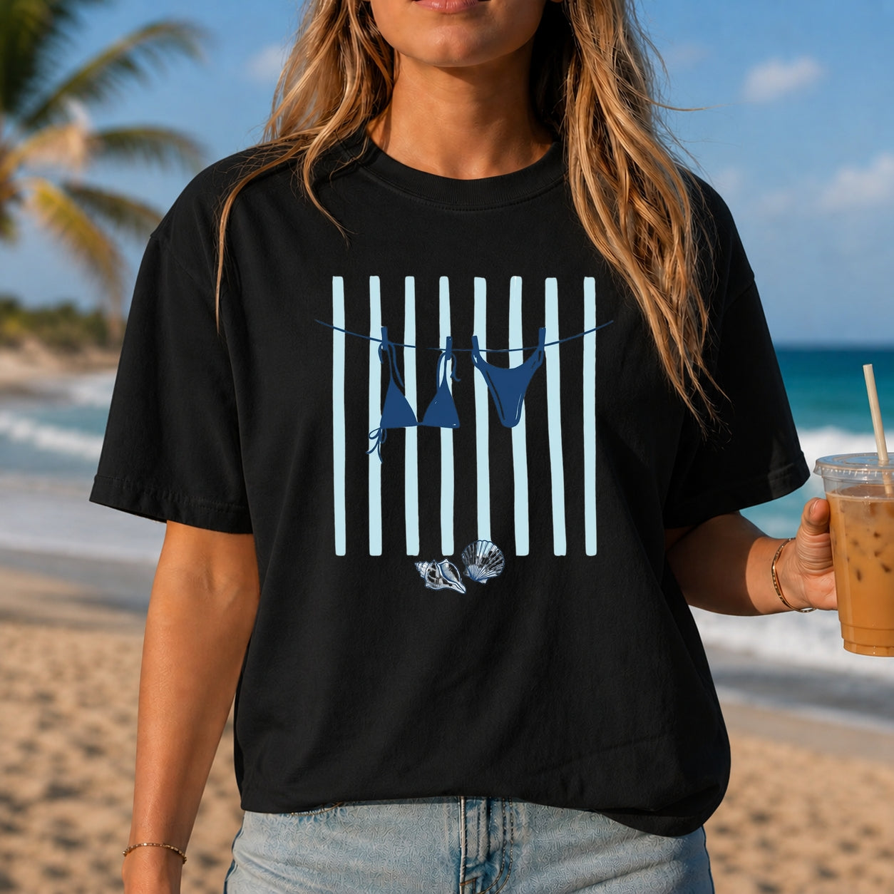 Pack Digital de 50 Imagens Praia Costal + Mockups Ecobag e T-shirts