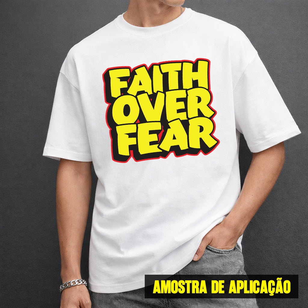 Estampa DTF - 28cm - Faith Over Fear Grafite - Cod.43