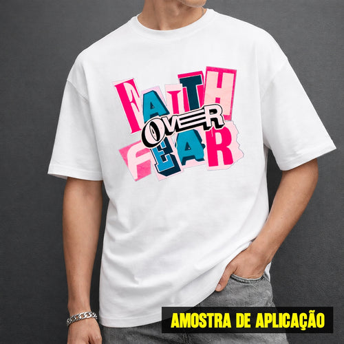 Estampa DTF - 28cm - Faith Over Fear Rosa - Cod.46