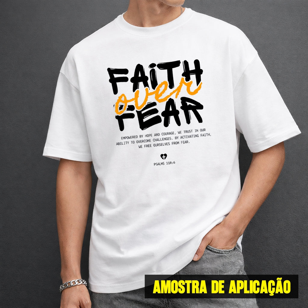Estampa DTF - 28cm - Faith Over Fear Laranja - Cod.47