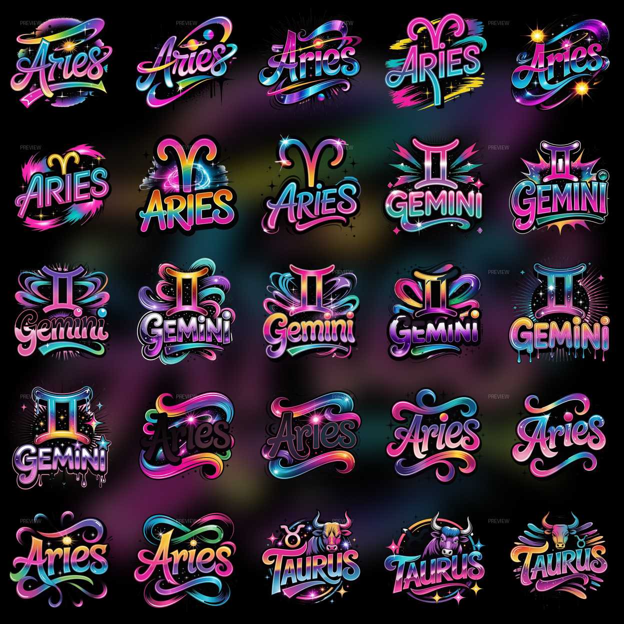 Pack Digital de imagem  Zodíacos
