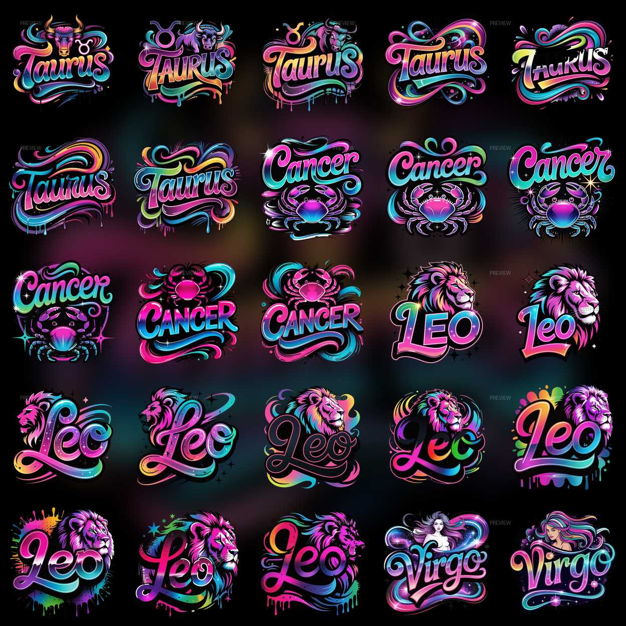 Pack Digital de imagem  Zodíacos