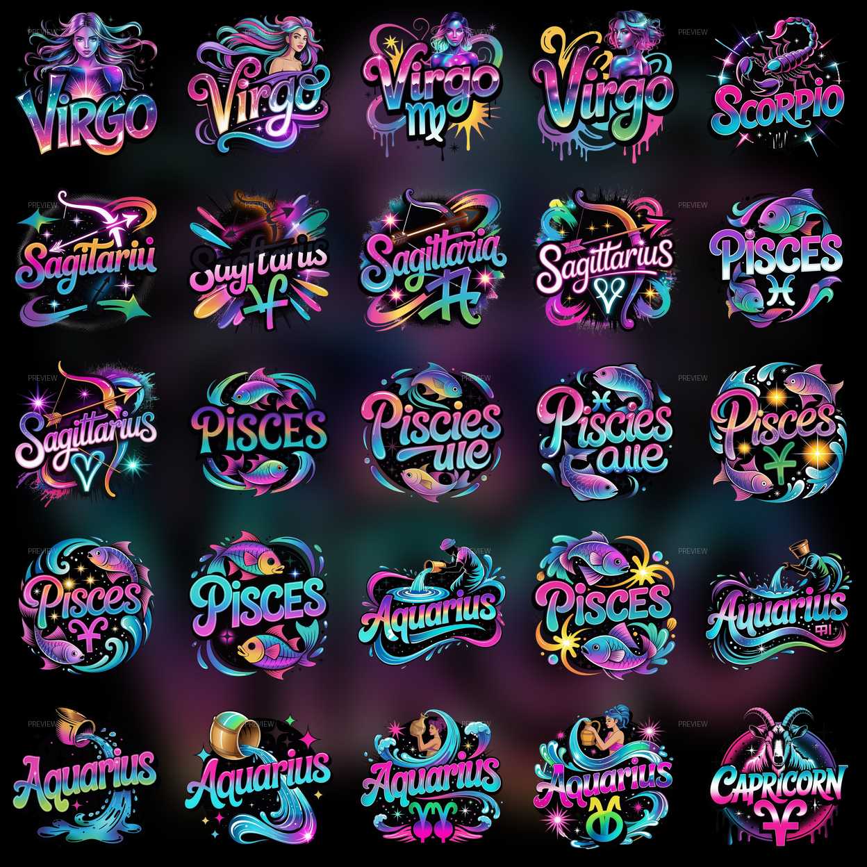 Pack Digital de imagem  Zodíacos