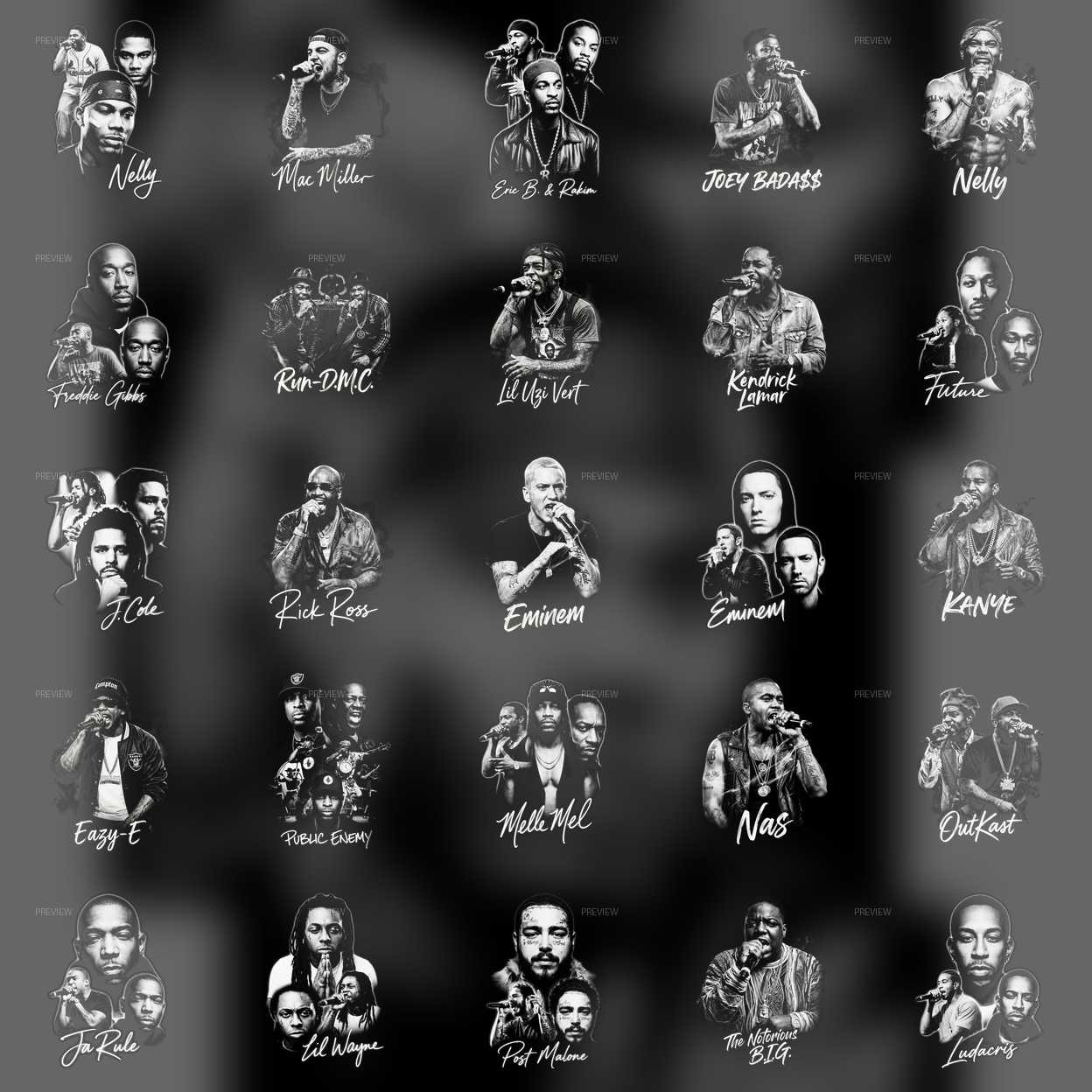 Pack Digital de imagem Lendas do Hip-Hop Halftone