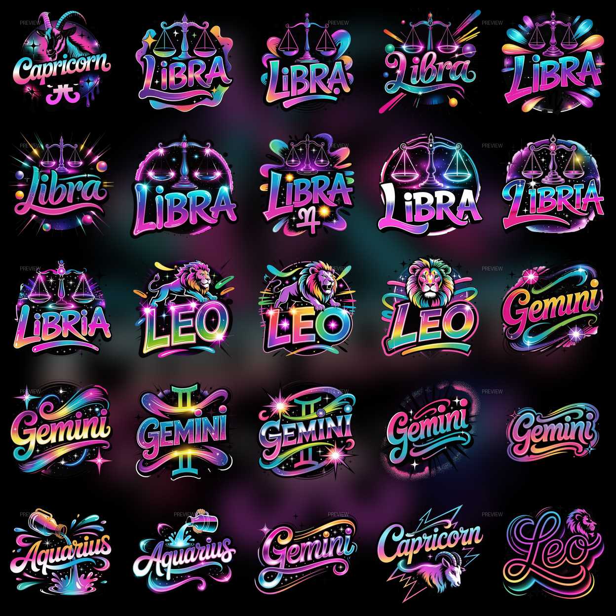 Pack Digital de imagem  Zodíacos