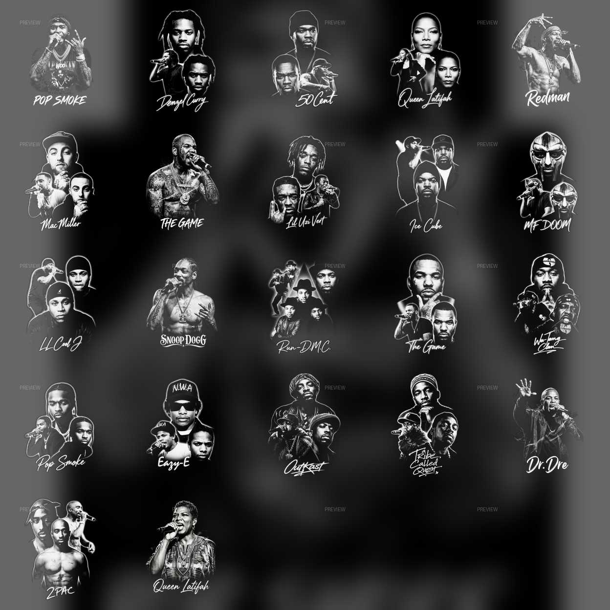 Pack Digital de imagem Lendas do Hip-Hop Halftone
