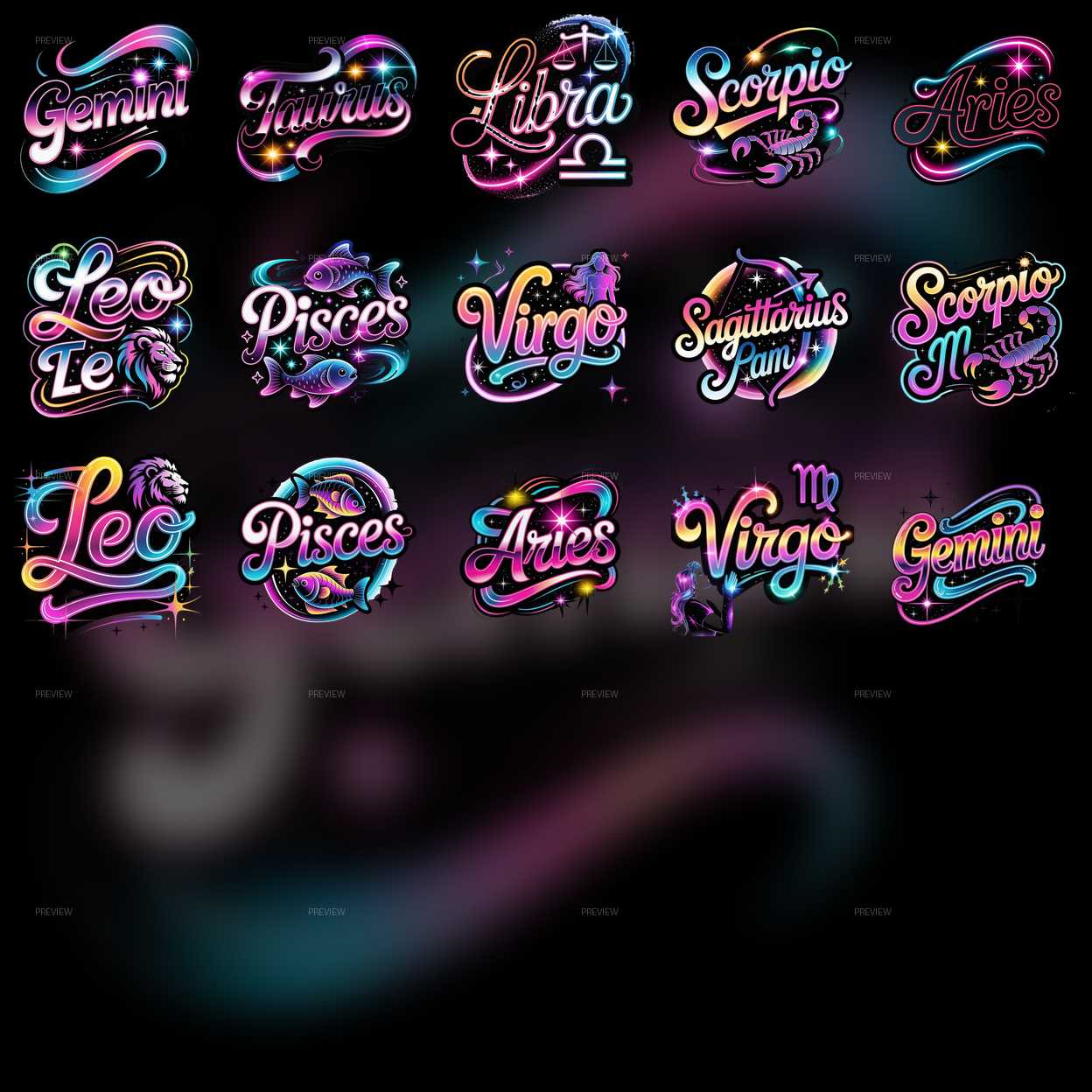 Pack Digital de imagem  Zodíacos