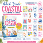 Pack Digital de 50 Imagens Praia Costal + Mockups Ecobag e T-shirts