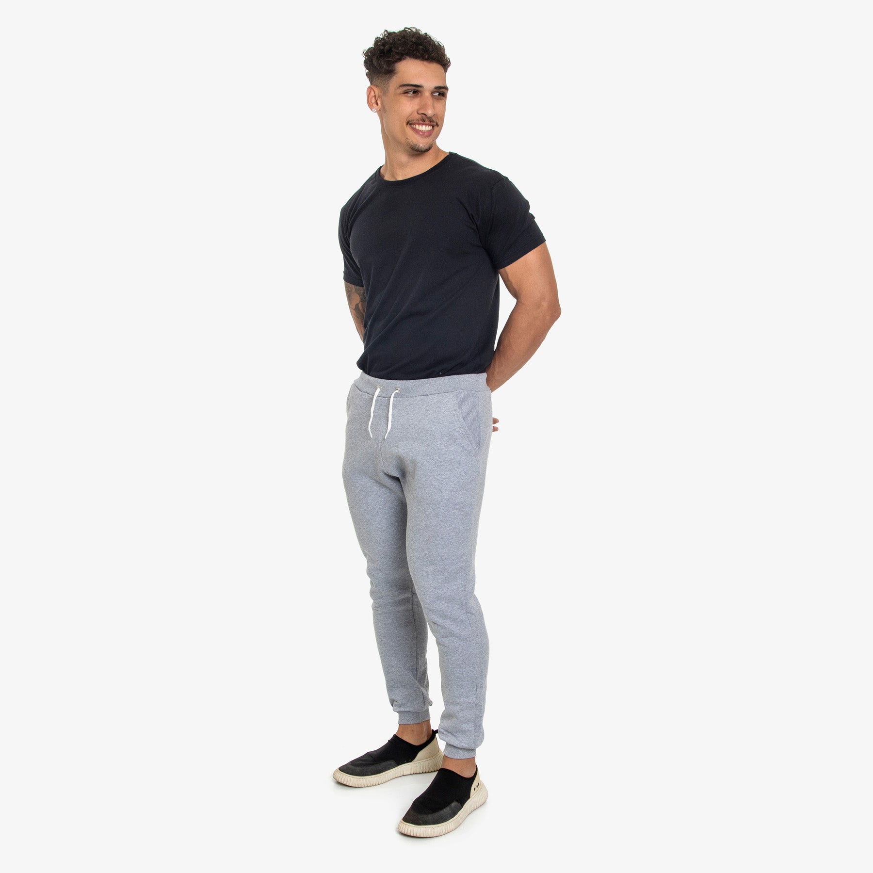 Calça de Moletom com Ribana e Cordão Lisa