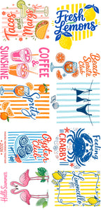 Kit 10 Estampas DTF Verão Costeiro - Prontas para Aplicar