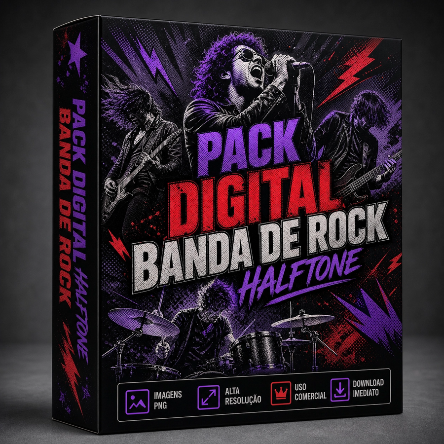 Pack Digital de imagem Bandas de Rock Halftone