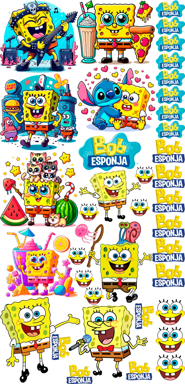 Pack Fácil 10 Estampas Prontas - Bob Esponja