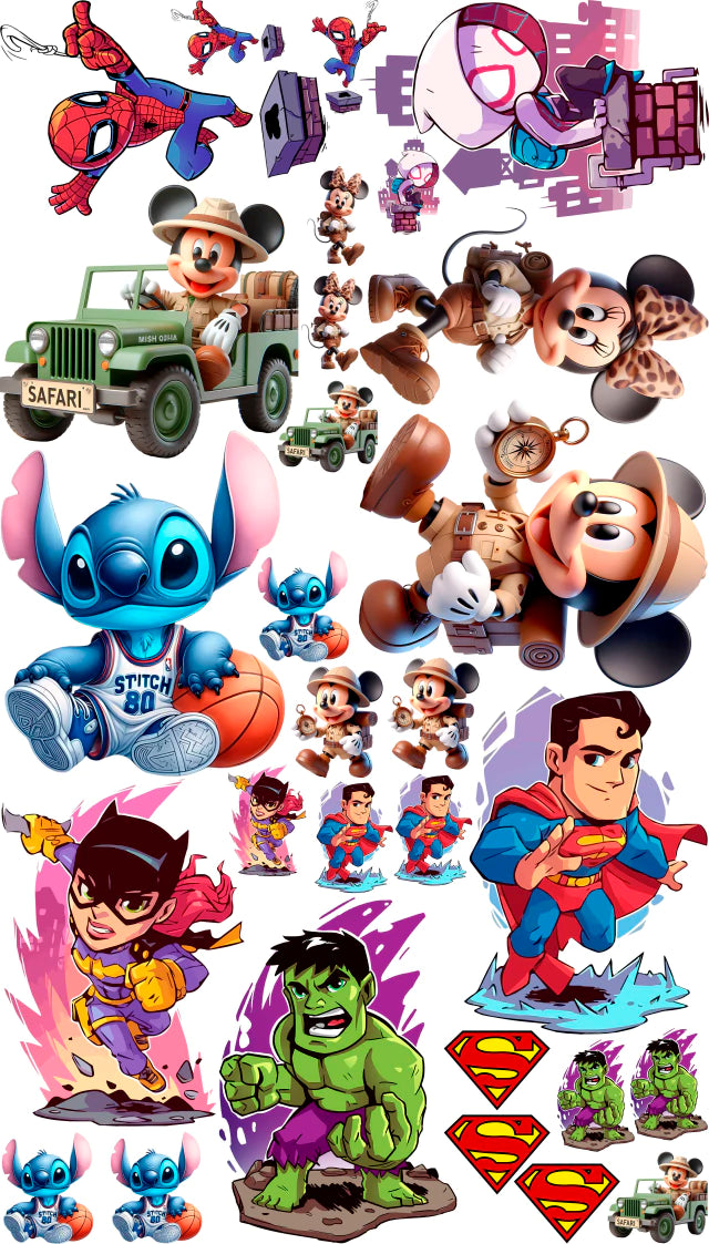 Pack Fácil 10 Estampas Prontas - Personagens I