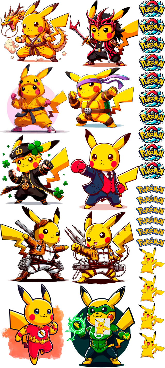 Pack Fácil 10 Estampas Prontas - Pikachu Herois