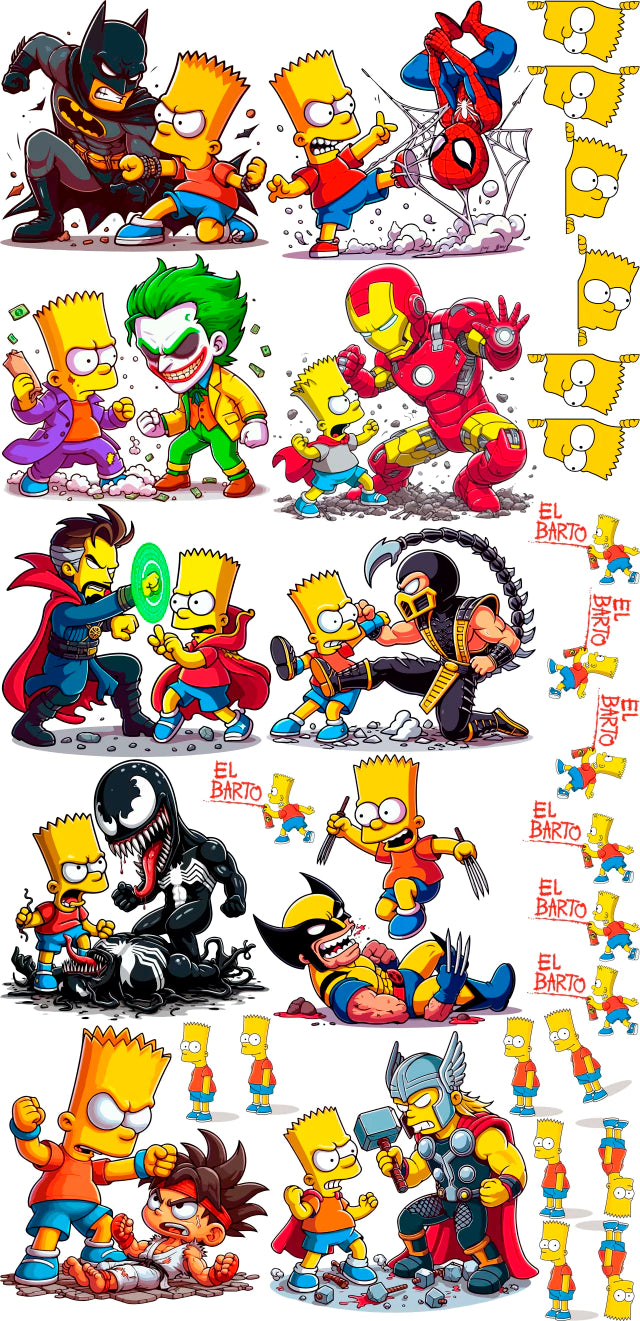 Pack Fácil 10 Estampas Prontas - Bart VS