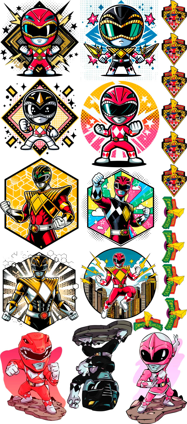 Pack Fácil 10 Estampas Prontas - Power Ranger II