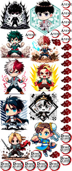 Pack Fácil 10 Estampas Prontas - Animes