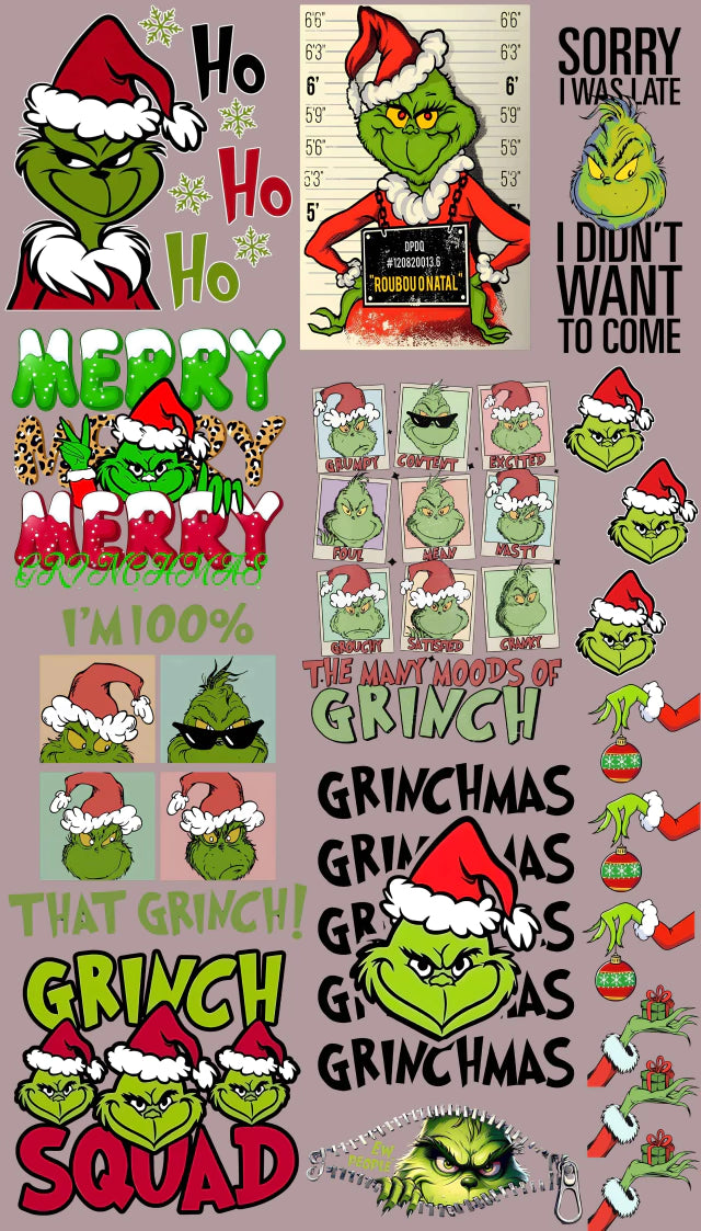 Pack Fácil 10 Estampas Prontas - Natal Grinch
